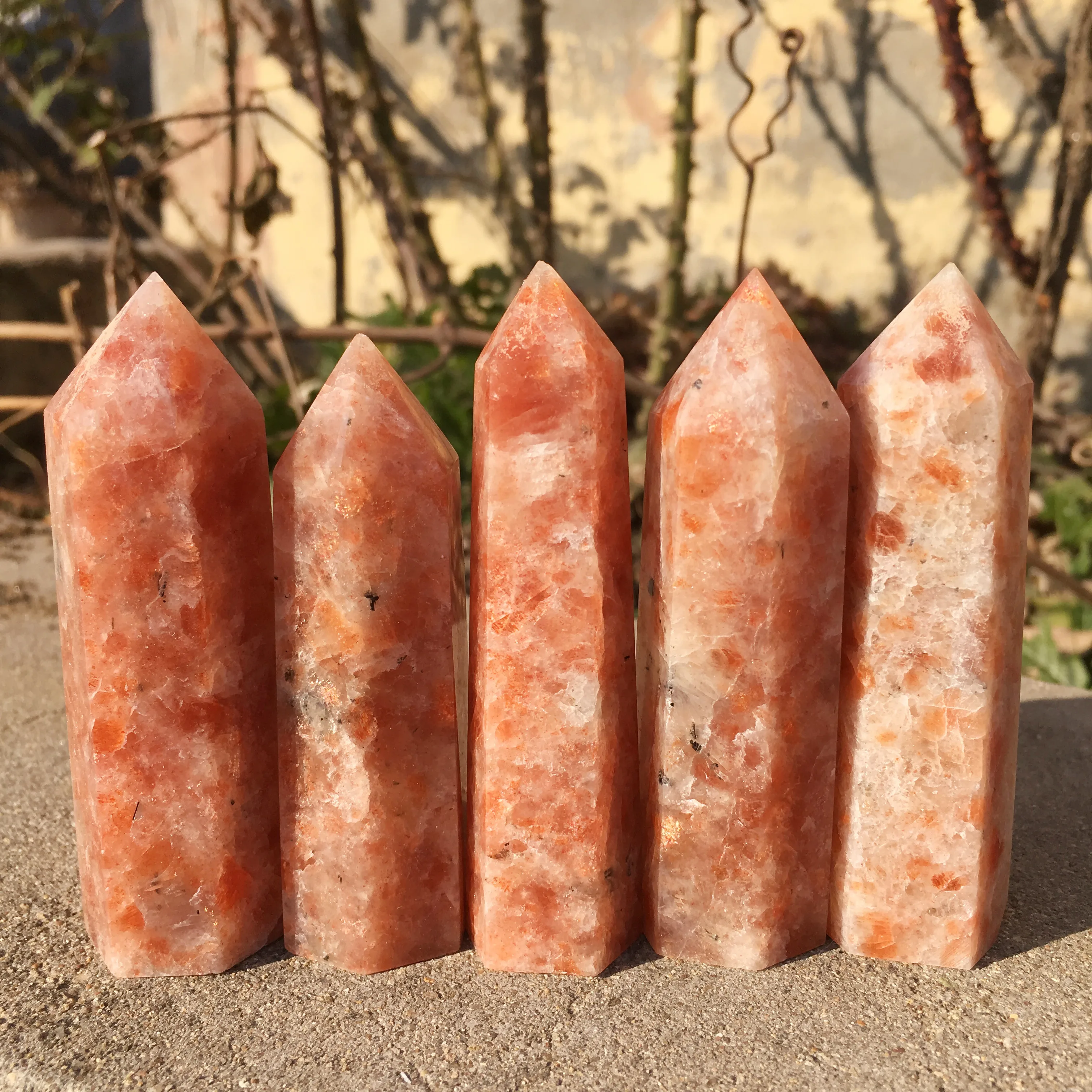 Natural quartz tower orange spiritual healing crystals sunstone point for sale