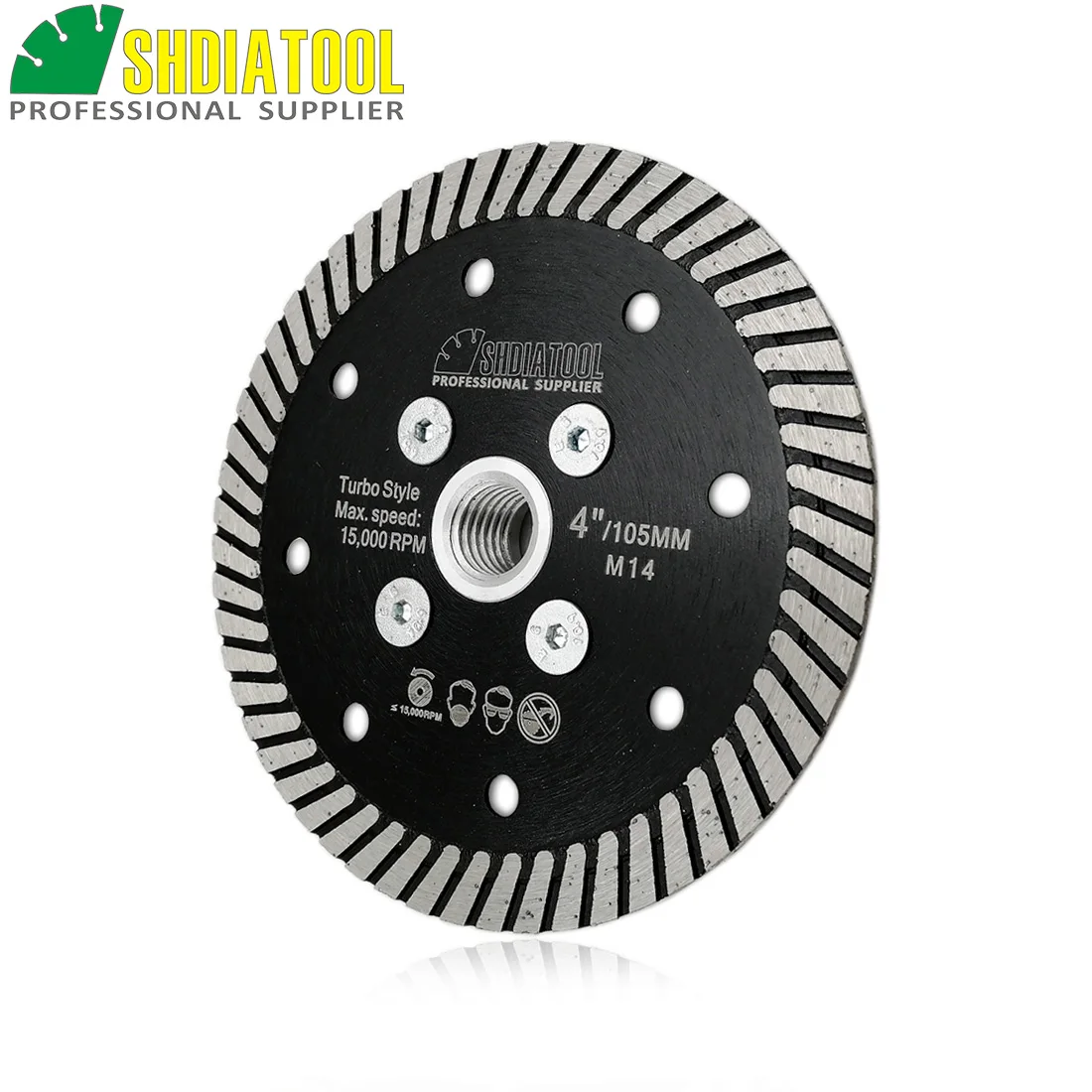 SHDIATOOL 2pcs Diameter 4 "/105mm Diamond Panas Ditekan Sempit Turbo Blade Dengan M14 Thread Cutting Disc untuk Marmer Granit Beton