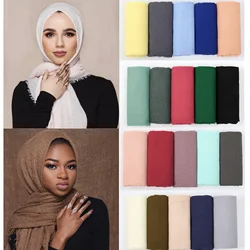 1PCS Scarf for Muslim Women Hijabs Scarves Long Wraps Neckerchief Headband Plain Hijab Hair Head Scarf Cotton Fashion for Adult