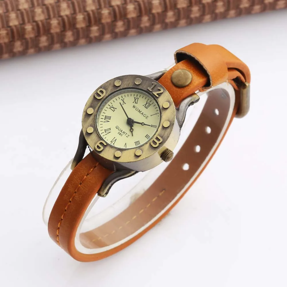 WOMAGE Ladies Watches Fashion Vintage Watches Women Leather Band Quartz Watch Roma Watch Montre Femme Hodinky reloj mujer