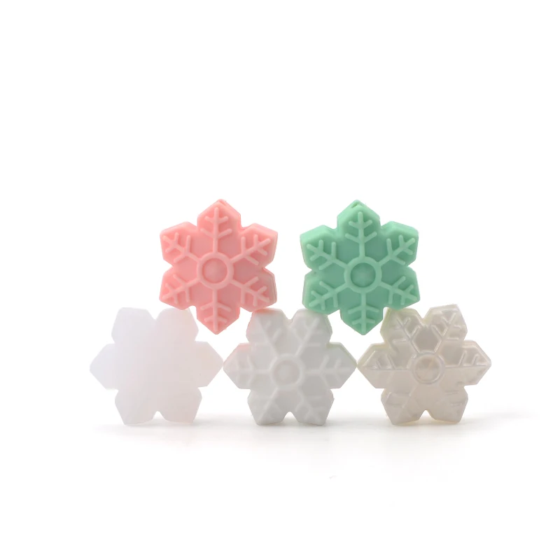 Schneeflocke Silikon Perlen 5 teile/los BPA FREI Baby Zahnen Perle Für DIY Schmuck Machen Kautable Baby Zahnen Geschenk – Detail 2