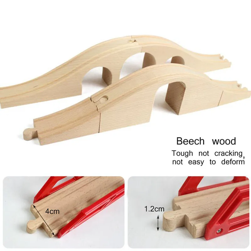 Wooden Train Track Parts Bridge Wooden Railway Toys Racing Tracks Accessories Educational Toys for Children Gift