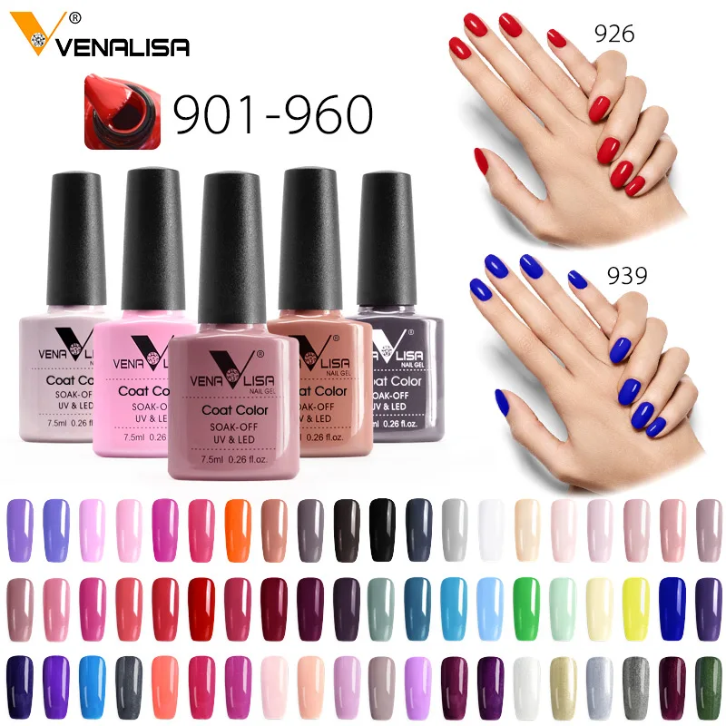 Venalisa Vip Kits 7.5Ml Nail Gel Polish Soak Off Uv Led Nagel Gel Kleur Palet Gel Varnish Base Diamond top Jas 62 Stks/partij Gel