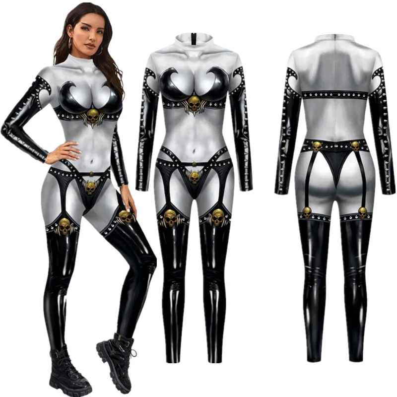 بذلة إيرني سيدة الموت الأمل سلم بذلة Catsuit مثير النساء الرجال تأثيري ازياء هالوين مهرجان ارتداءها