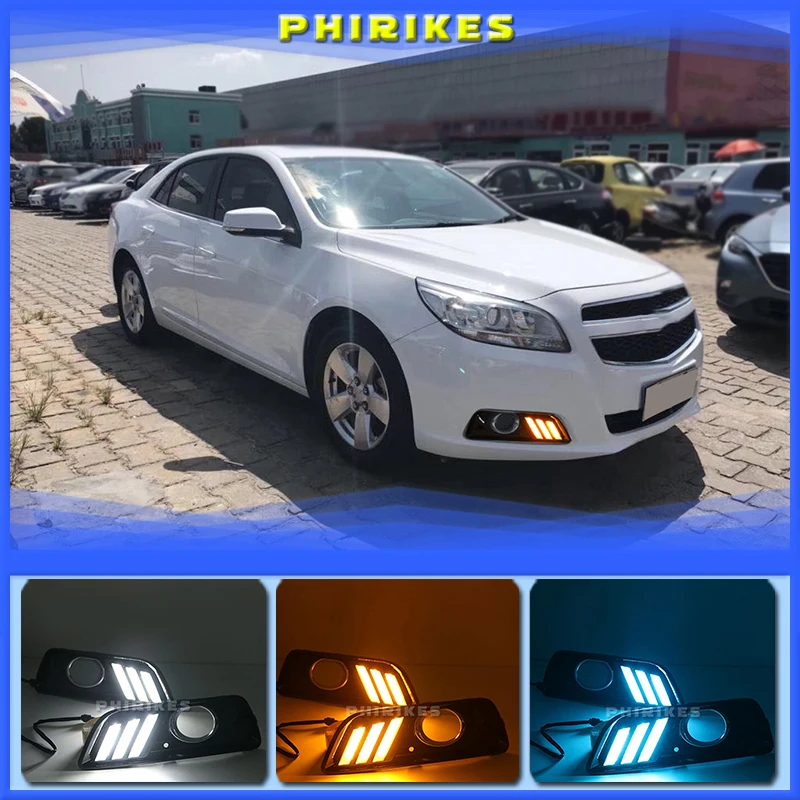 

Противотуманные фары для Chevrolet chevy Malibu 2011, 2012, 2013, 2014, 2015, с желтым сигналом, светодиодсветодиодный дневные ходовые огни, 2 шт.