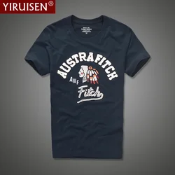 Holistik marka 100% pamuklu nakış erkek Tees YiRuiSen o-yaka yumuşak gömlek yaz moda giyim rahat üst kalite