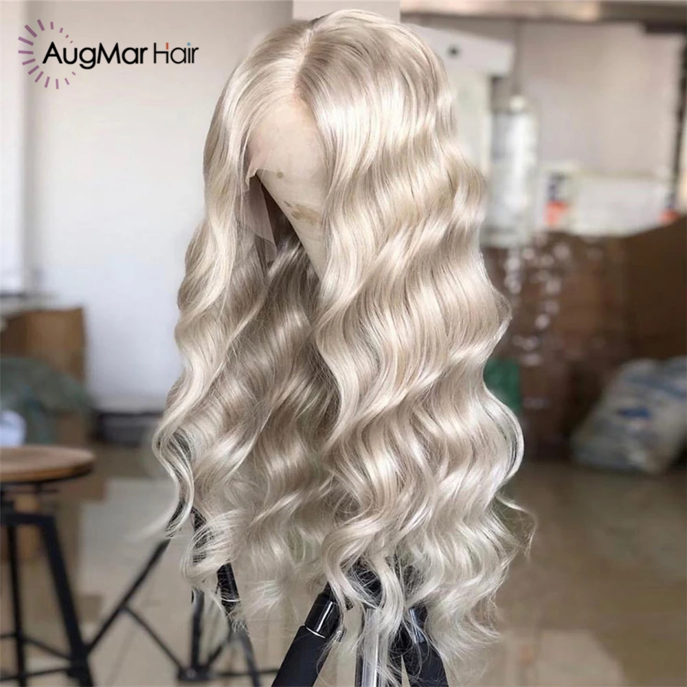 Platinum Blonde 13x6 HD Lace Frontal Wig Brazilian Body Wave Lace Front Wig 150% Density Pre Plucked Lace Front Human Hair Wigs