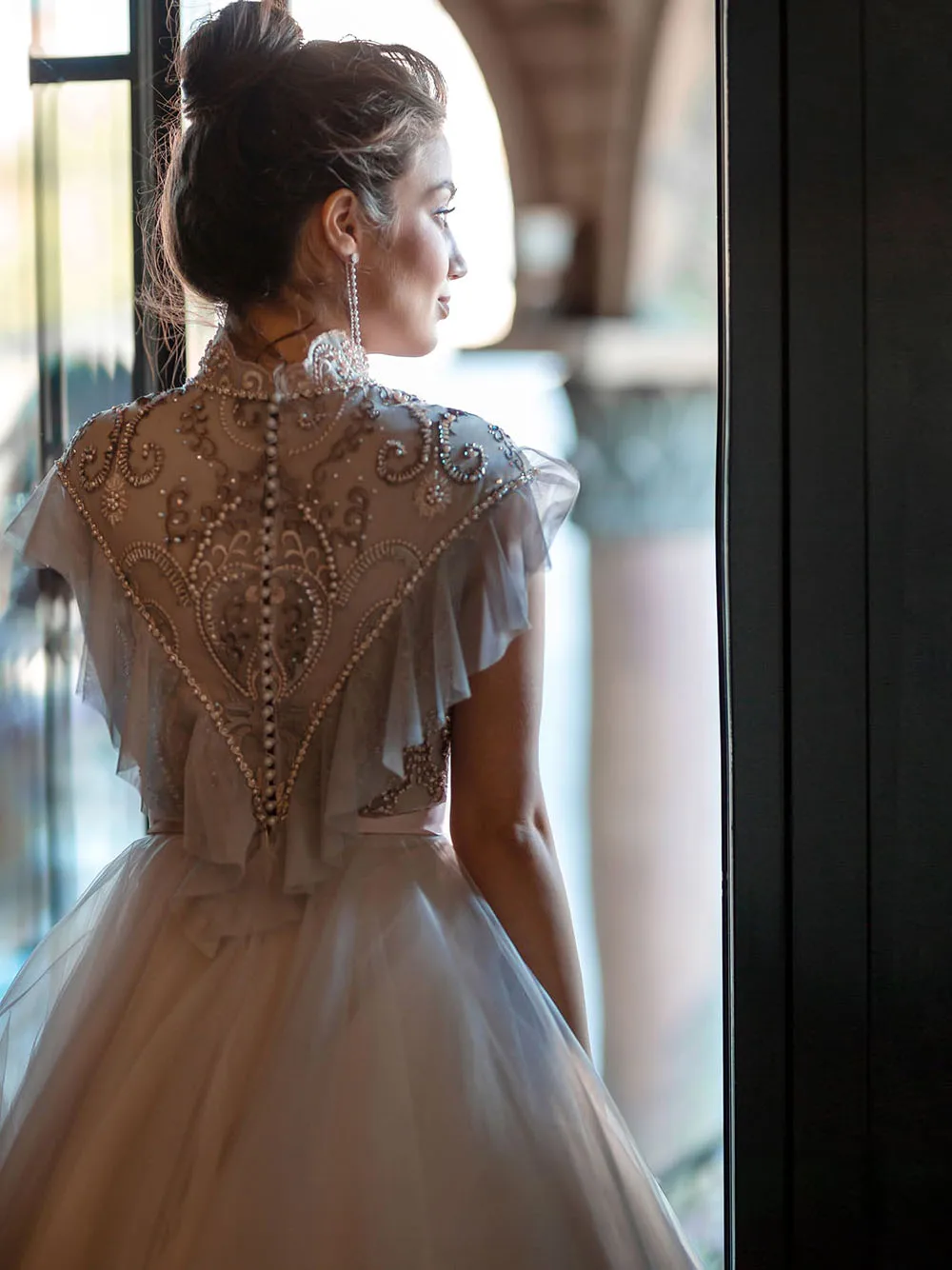 Robe de Mariée Longue en Dentelle, Ligne A, avec Bonnet, Mode Initiée, Luxueuse, en Tulle Perlé, pour Patients, 2022