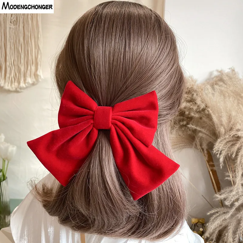 Fashion Autumn Winter Women Girls Cute Flannel Soft Big Bow Hair Clip Sweet Headband Hairpins Barrettes Fashion Hair Accessories