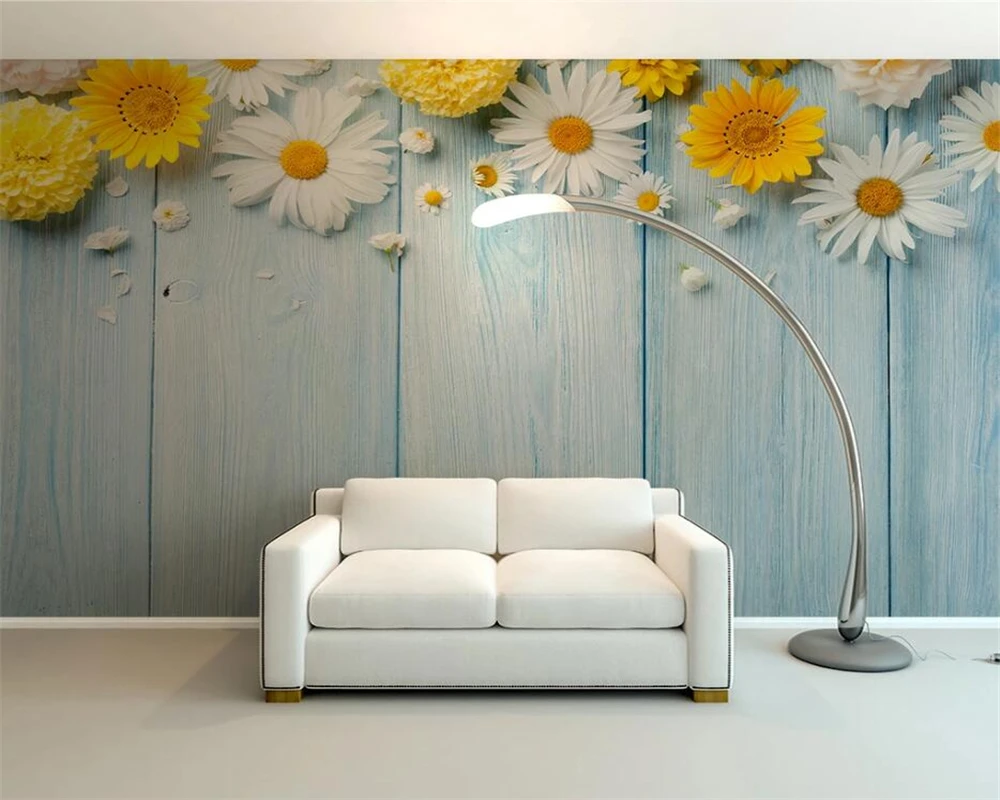 Customized wallpaper 3d chrysanthemum wood grain simple background wall обои living room cafe hotel decoration painting фотообои