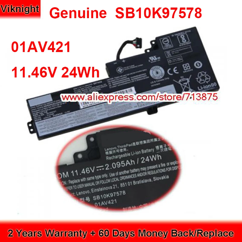 

Genuine 01AV421 Battery SB10K97578 for Lenovo T470 20HE T480 T570 20l5 01AV490 20L50011US 20HES02L00 11.46V 24Wh 2.095Ah