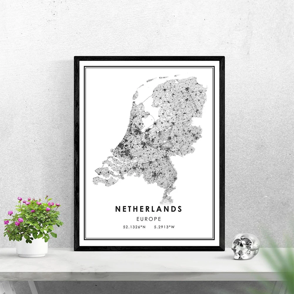 

Poster and Prints Netherlands Country City Map Picture Modern Canvas Painting Abstract Wall Art For Living Room Home Decor
