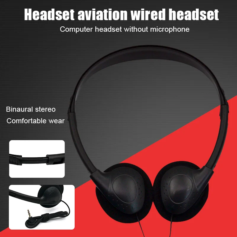 Head-mounted Computer Headset No Microphone Gaming Headset Noise Canceling Sports MP3 Earphone Wired Stereo Headset Universal