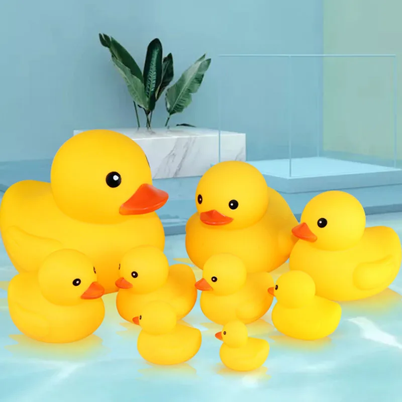 Cute Little Yellow Duck with Squeeze Sound Bath Toy Soft Rubber Float Ducks Play Bath Game Fun Gifts For Children Kids Baby