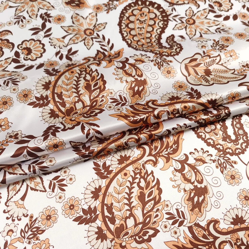 1 metr X 1,48 metra Vintage Paisley Pattern Satin Fabric Charmeuse Materiał podszewki do szalika