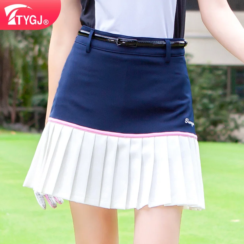 TTYGJ Meninas Saias Plissadas Golf Wear Senhoras Poliéster Tênis Sportwear Mini Saia Azul Marinho com Branco Esporte Golf Wear para Mulheres