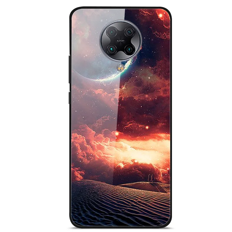 For Xiaomi Poco F2 Pro Case Poco M3 Pro Tempered Glass Hard Cover for Xiaomi Poco M3 Pro 5G Fundas Luxury Coque Space Capa