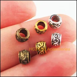 100Pcs Tibetan Silver Plated.  Antiqued Gold Plated, Bronze Plated Flower Tube Spacer Beads 5mm