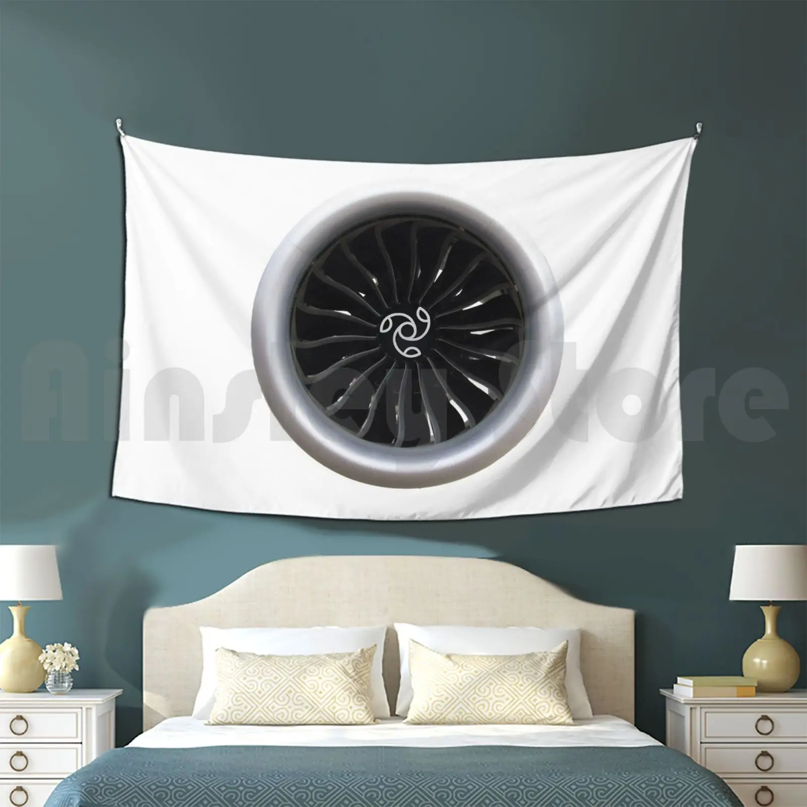 Jet Engine Genx Boeing 787 Tapestry Living Room Bedroom Airplane Jet Aviation Plane Blueprint Boeing Jet Engine Engine