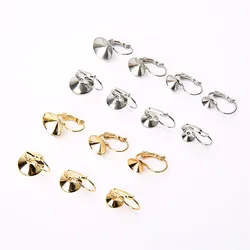 10pcs Stainless Steel 6mm 8mm 10mm 12mm Cabochon Base French Earring Base Settings Cameo Tray For Diy Jewelry Making Accessories