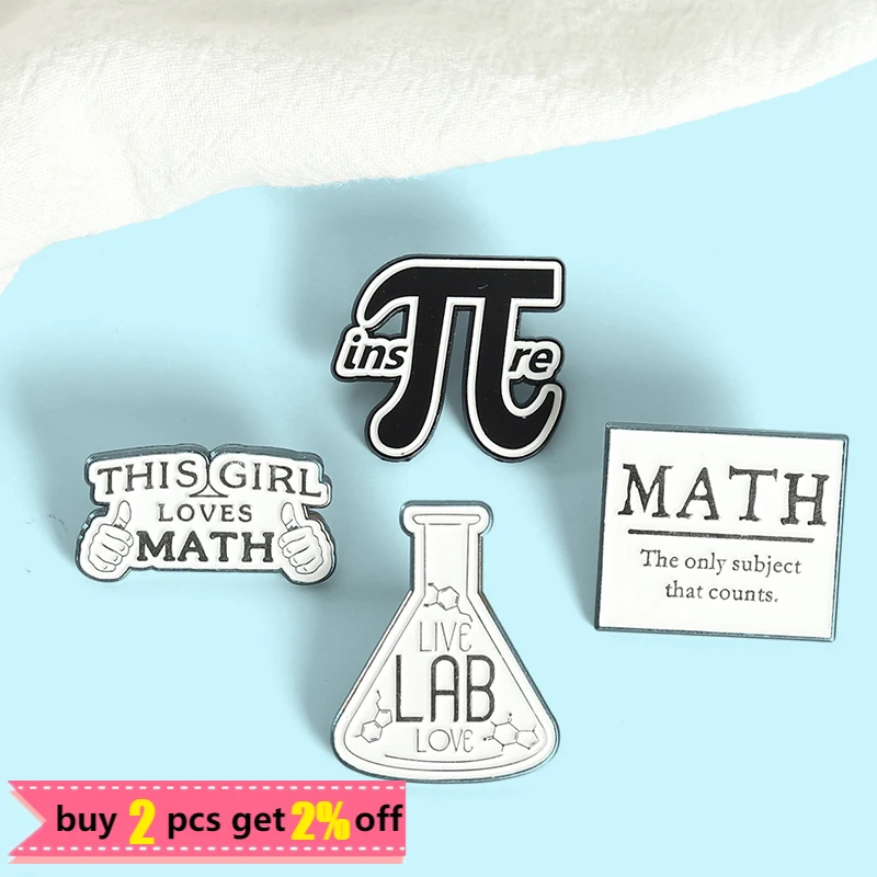 Wholesale Gift Mathematics Enamel Pin Math and Science Brooches Backpacks Lapel Pins Badge Cartoon Metal Jewelry for Friends