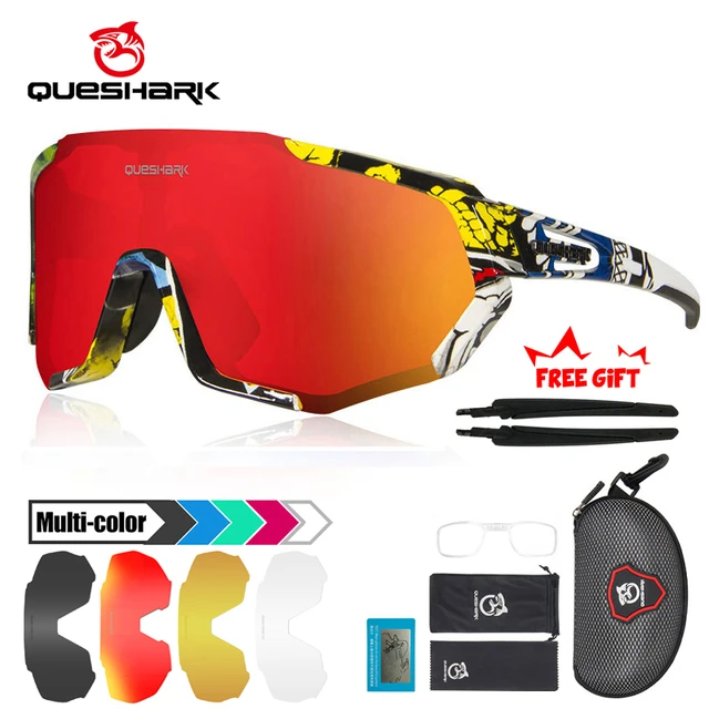 QUESHARK uomo donna HD occhiali da sole da ciclismo polarizzati sport all aria aperta occhiali da bicicletta MTB equitazione occhiali da bici da strada 5 Set di lenti QE48 AliExpress