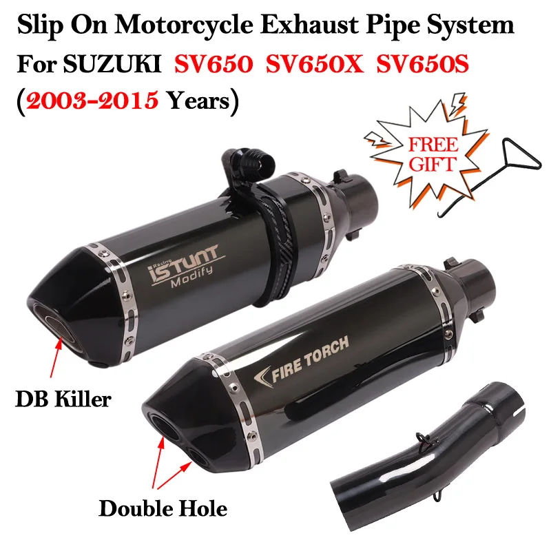 Slip On For SUZUKI SV650 SV 650X SV 650S 650 2003 - 2015 Motorcycle Exhaust Echappement Escape Moto DB Killer Muffler Link Pipe