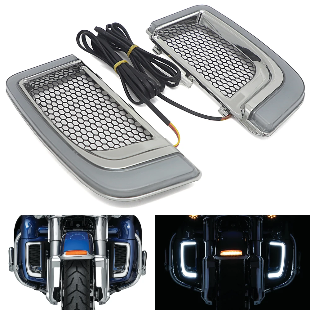 Motorcycle LED Fairing Lower Grills Light For Touring 14-19 CVO Street Glide Electra Road Glide Ultra FLHTK Ultra Limited