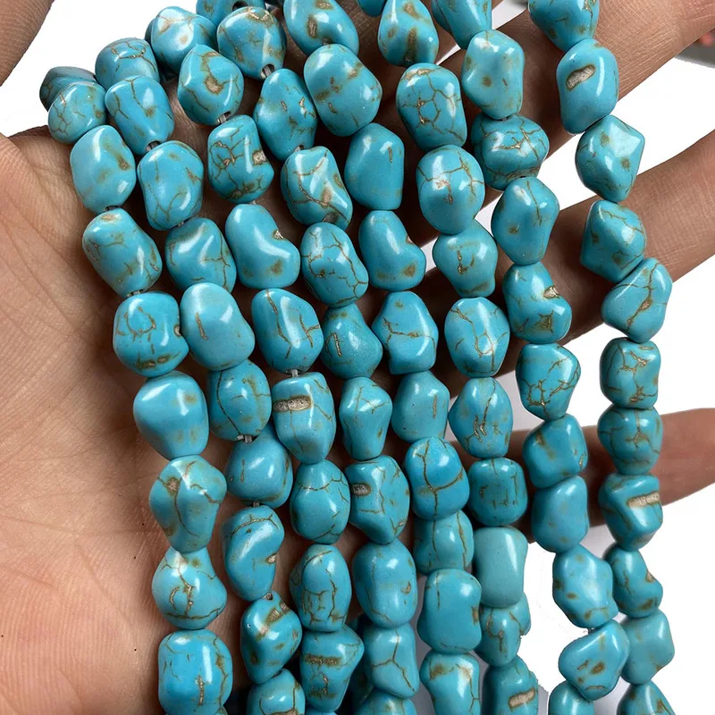 Irregular Shape Natural Stone Beads Blue Turquoises Bracelet Necklace Jewelry For DIY Jewelry Birthday Gifts Size 9-13mm/14-18mm