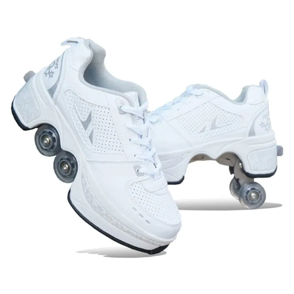 Deformation Parkour Shoes Four Wheels Rounds Of Running Shoes Roller Skates Shoes Unisex Deformation Roller Shoes Skating Shoes