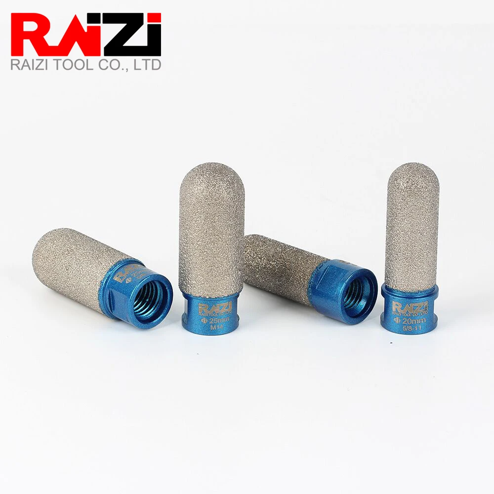 Raizi 1 pc Vacuum Brazed Diamond Finger Bits for Tile Stone Countertop 20/25mm  Round-Head Diamond Milling Bits