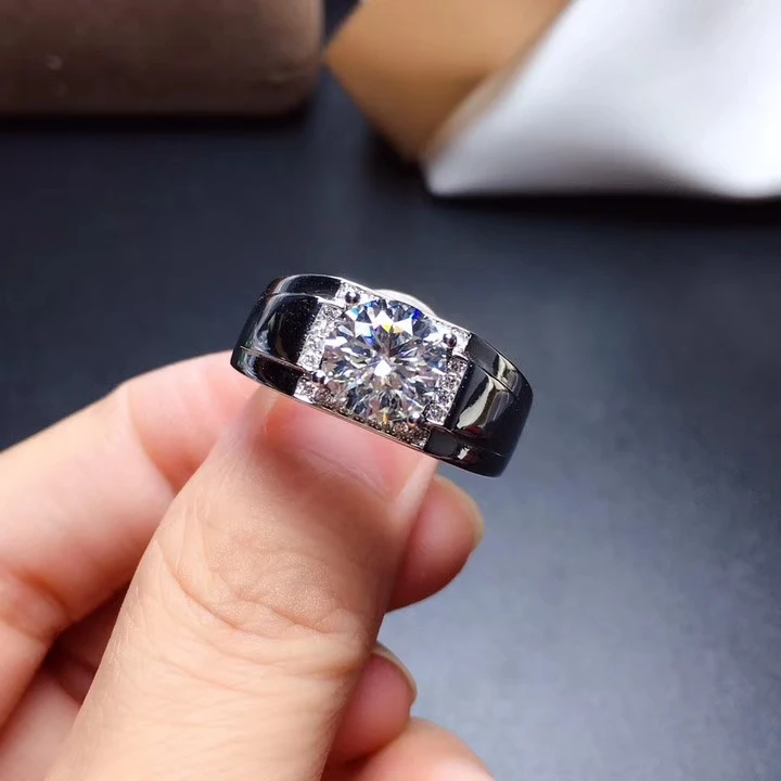 Imagem -05 - Anel Moissanite Espumante para Homens Prata 925 Real Gema do Tamanho Brilhante Melhor Que Diamante Poder Forte Presente de Aniversário 8x8 mm Novo