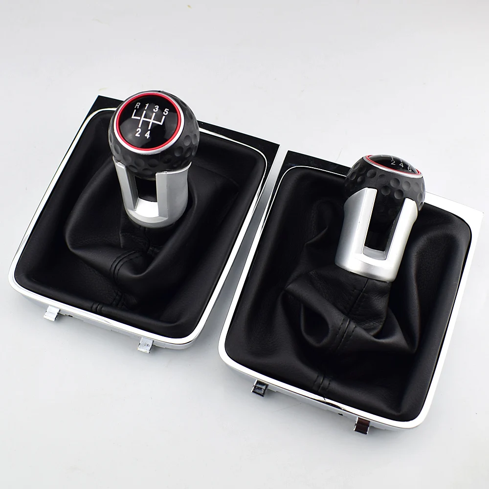 5 6 Speed Gear Head Black Shift Knob Gear Knob Boot Gaiter Frame For Volkswagen VW Passat B6