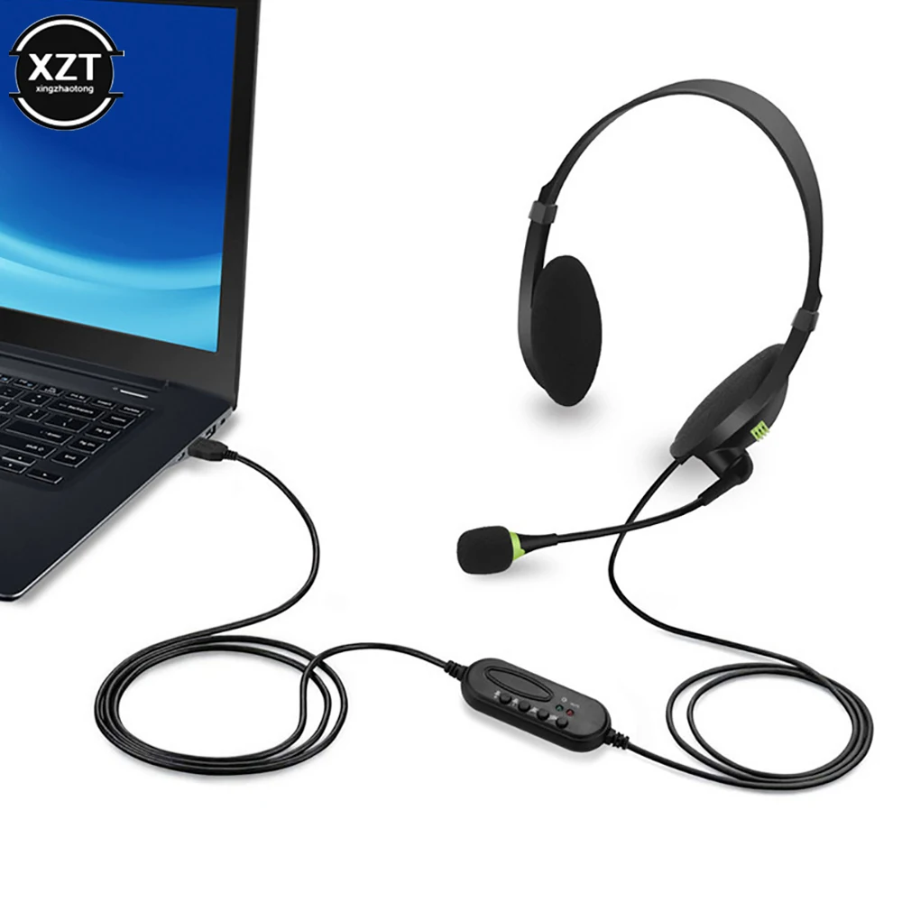 

3.5mm Noise Cancelling Wired Headphones Microphone Universal USB Headset With Microphone For office PC /Laptop/Computer/notbook