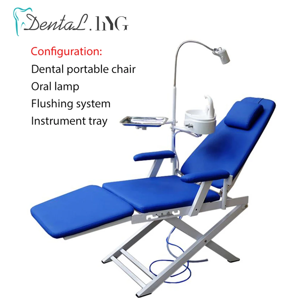 Dental Folding Chair Portable Unit with Air Turbine Unit with LED Oral Light Lamp With Water Flushing Mobile