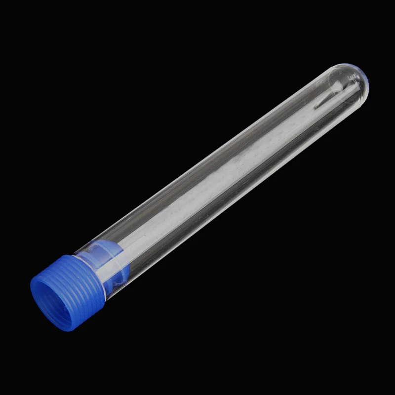 100 pieces/lot 12*100 15*100mm 15*150mm Plastic Tubes with cap Hard Transparent plastic Test tube with caps