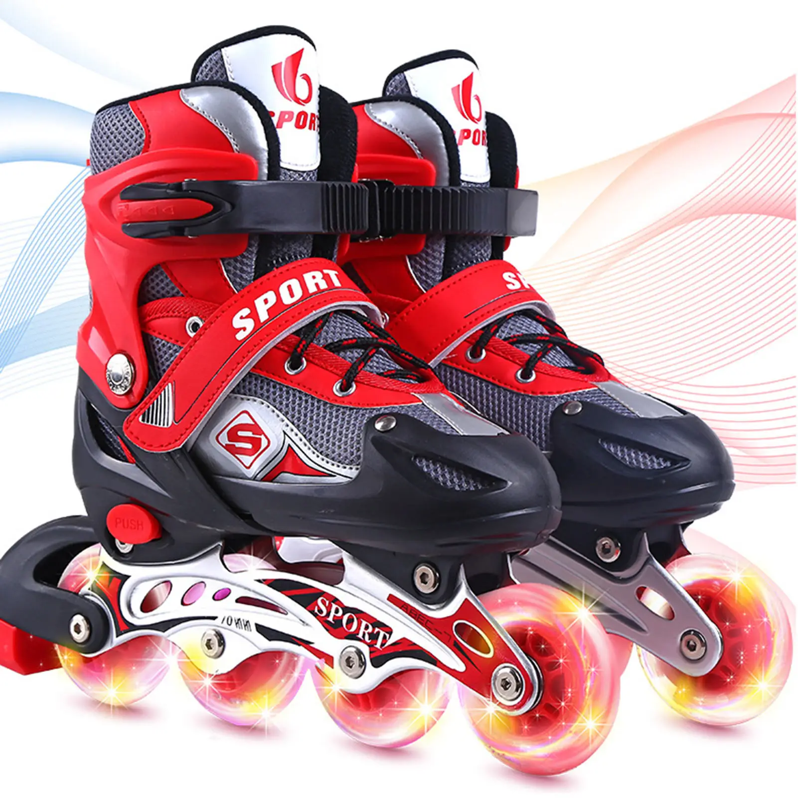 Hot Sale Children Adjustable Skates Roller Skates Boy\'s Girl\'s Full Set Kids Inline Skates Combo Set 4 Wheels Flash Skates Shoes