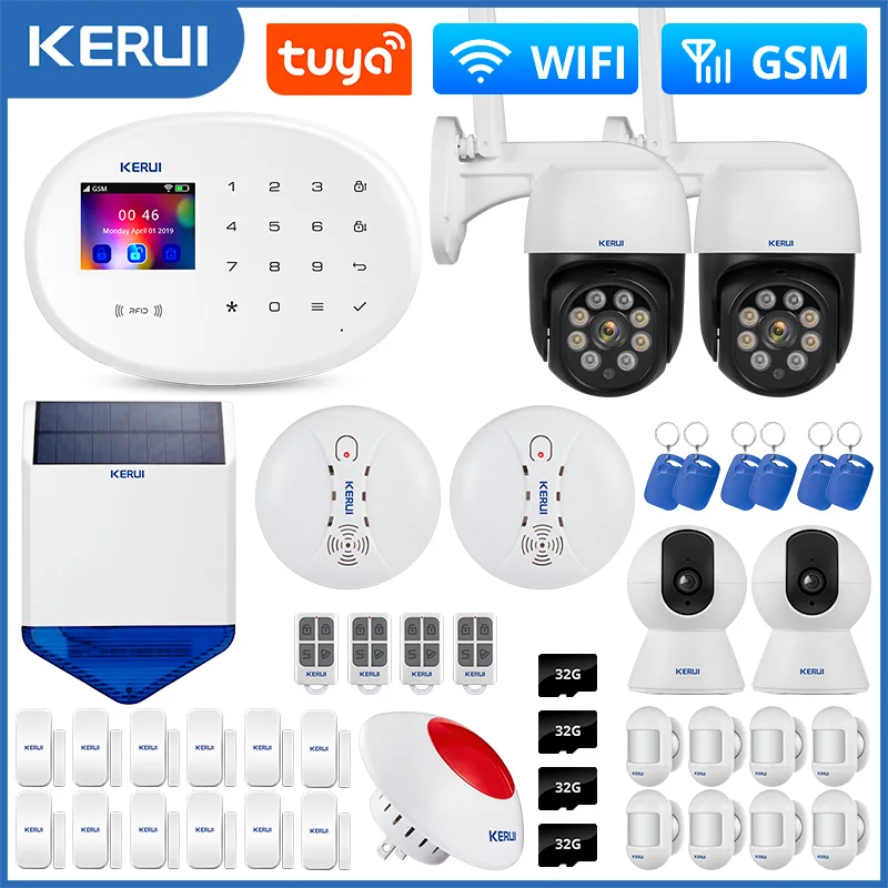 

KERUI W204 WIFI 4G Tuya Smart Home Security Alarm System Wireless Burglar PIR Motion Detector Control Smoke Sensor IP Camera