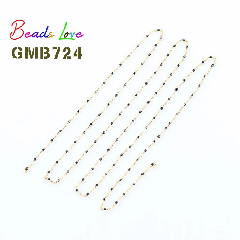 1 meter Gold Color Silver Color Plated Wire Wrapped Rosary Stainless steel Chain Round Bead Chains Jewelry DIY Bracelet Necklace