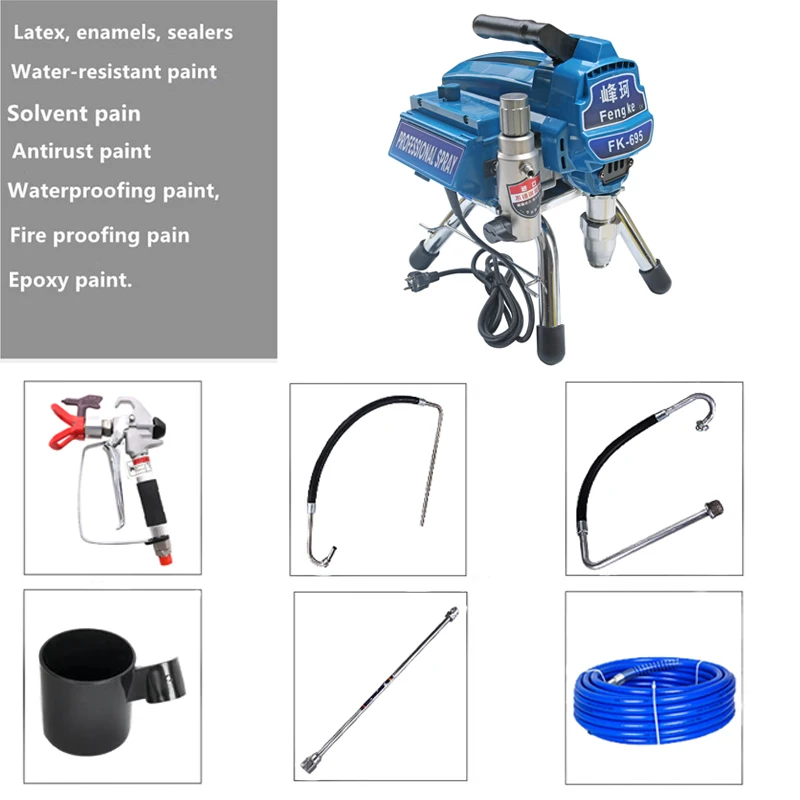 Profesional Electric Airless Paint Spray Gun 2800W 2.8Min/L PISTON Pump Wall Oil Painting Machine 695 With Brushless Motor