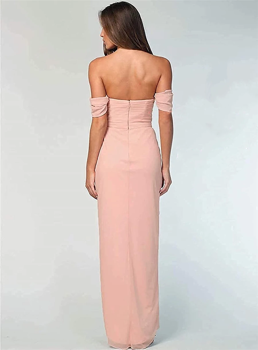 Bridesmaid Dress Strapless Chiffon High and Low Backless V Neck Prom Bridal Party Gowns Свадебное платье robe de soirée vestidos