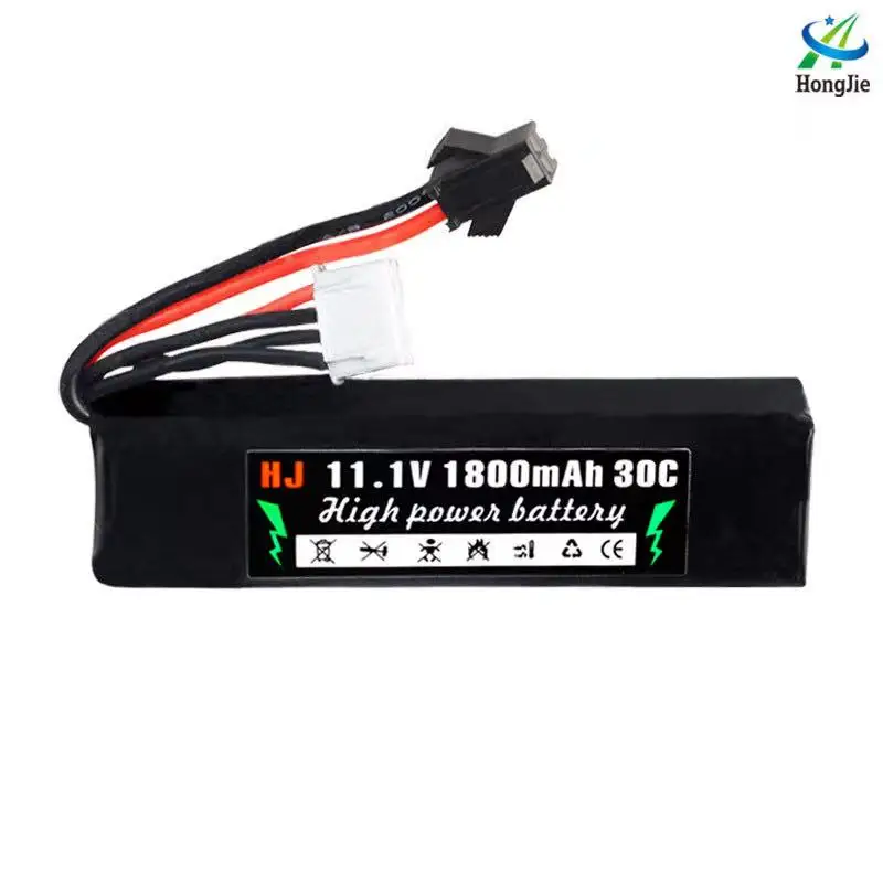Factory direct sales 11.1 V 1800 mah sending water bomb to 30 c electric lithium battery high-magnification lithium battery