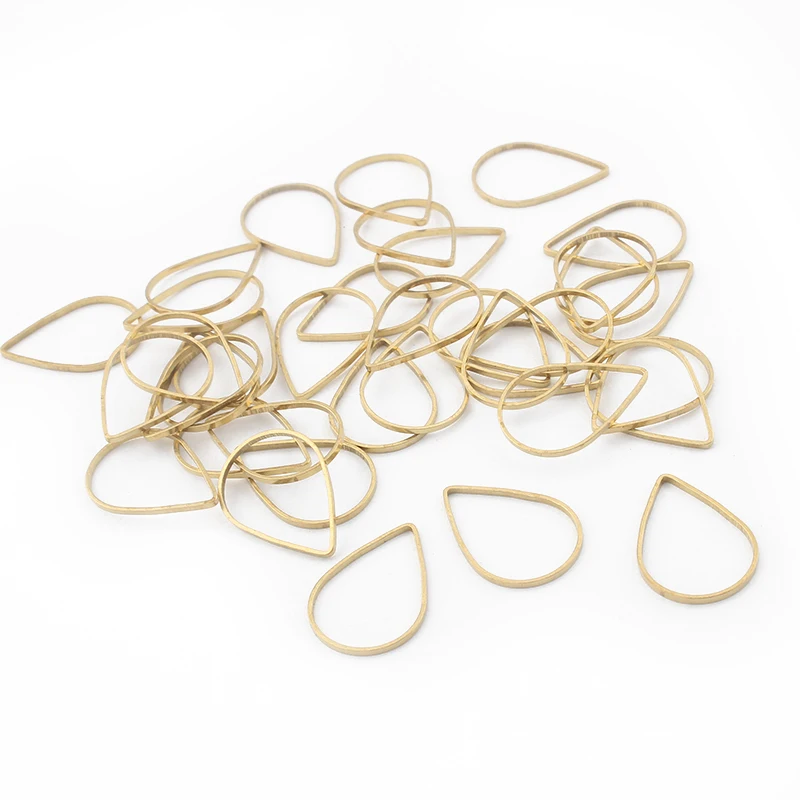 50pcs Raw Brass Hollow Waterdrop Charms Teardrop Frame Pendant For Diy Earring Necklace Jewelry Making Craft Accessories