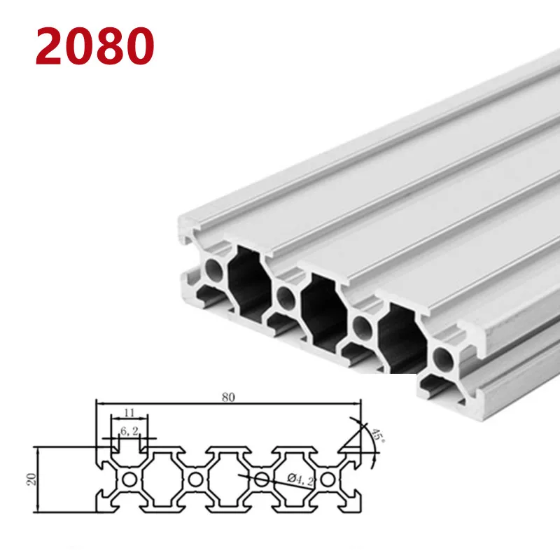 3dプリンター用リニアレール,1/2ピース/ロット2020 2040 2060 2080 20100アルミニウムプロファイル押し出し,長さ100mm〜500mm,cncワークベンチ,diy