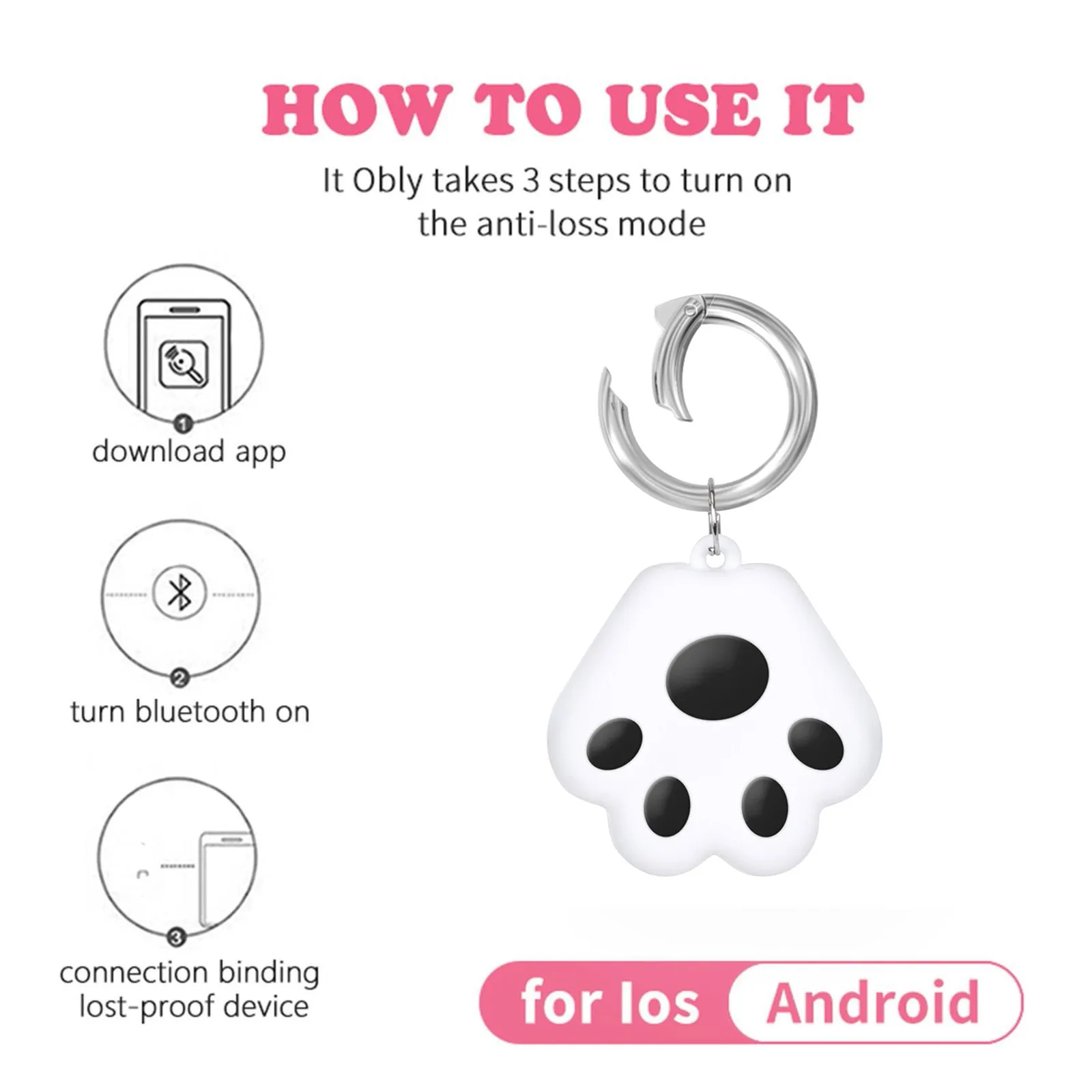 GPS Locator Pet Dog Claw GPS Tracker Waterproof Anti-lost Alarm Bluetooth 4.0 Wireless Child Bag Wallet Key Finder Locator