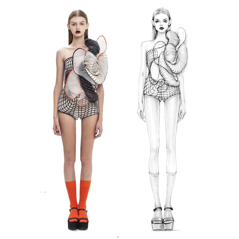 Mode Herrscher Mode Linie Zeichnung Menschen Dynamische Vorlage für Tuch Rendering Muster, Der Herrscher