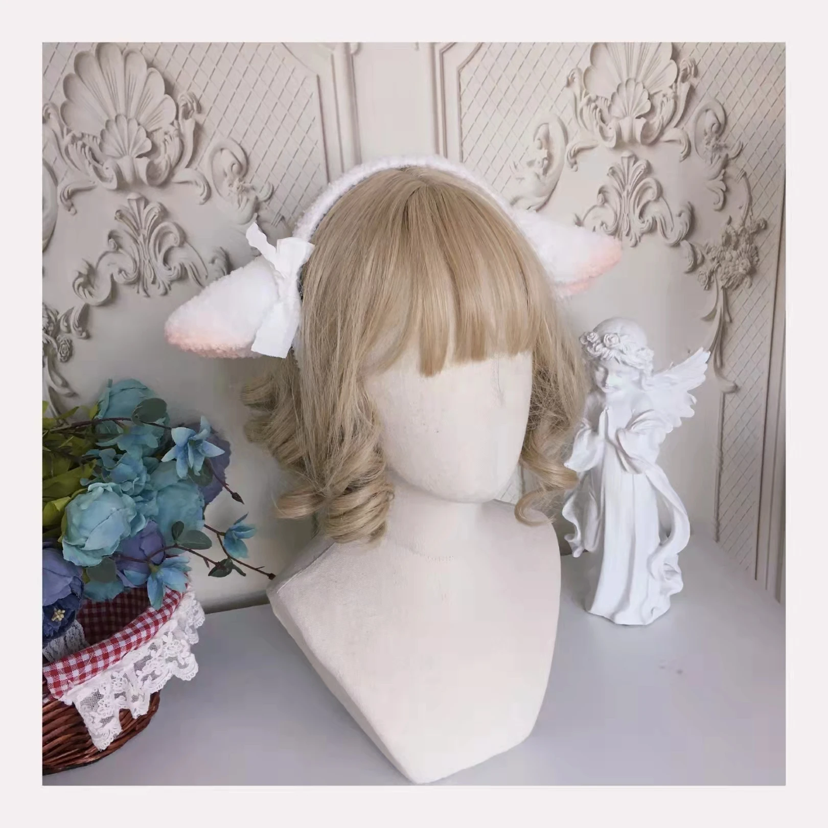 Lolita element lamb ear hair hoop soft sister hair Lolita style hand made small objects