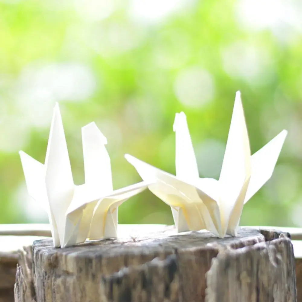 100pcs Folded 10/15CM White Origami Paper Crane Handmade Bird Garland for Wedding Backdrop Home Decor Baby Shower Party Supplies