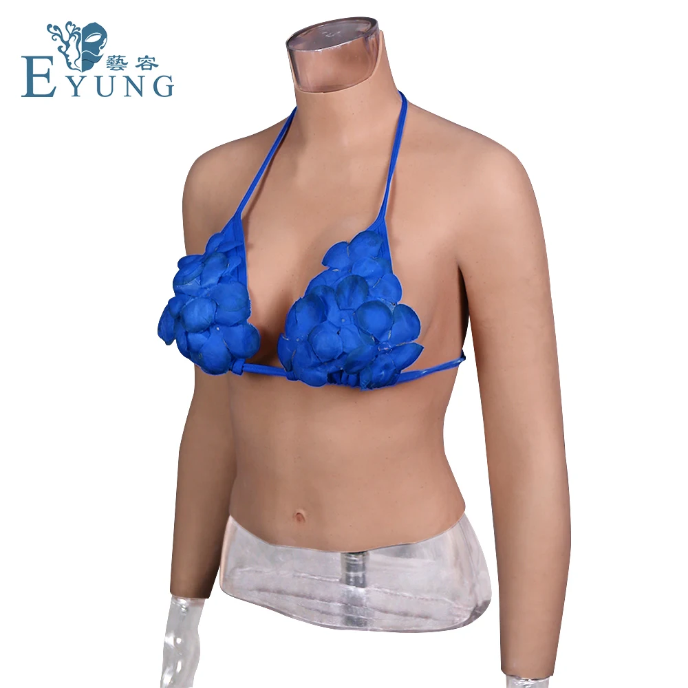 D CUP Realistic Silicone Breast Forms No Oil Half Body Fake Boobs With Sleeves for Crossdresser Shemale Drag Queen Crossdressing