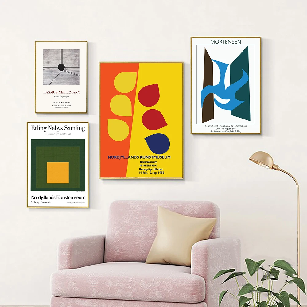 Scandinavian Artist Compilation Artwork Posters and Prints Canvas Painting Abstract Geometry Wall Pictures For Study Room Decor